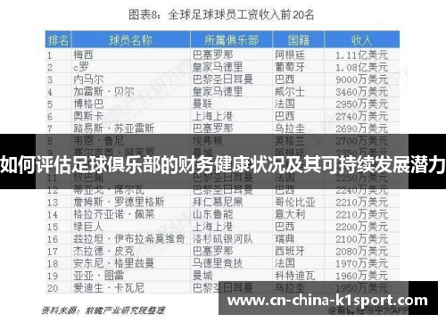 如何评估足球俱乐部的财务健康状况及其可持续发展潜力 如何评估足球俱乐部的财务健康状况及其可持续发展潜力